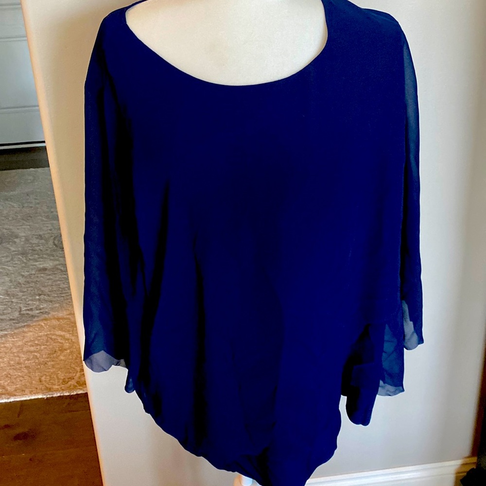 Chico’s Navy Tunic W Sheer Overlay